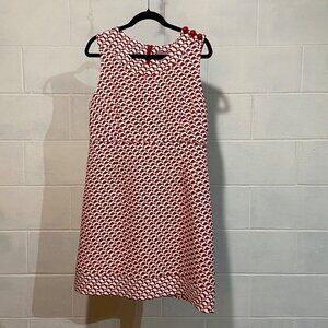 Vineyard Vines Red White Sheath Dress Fish Print Size 16